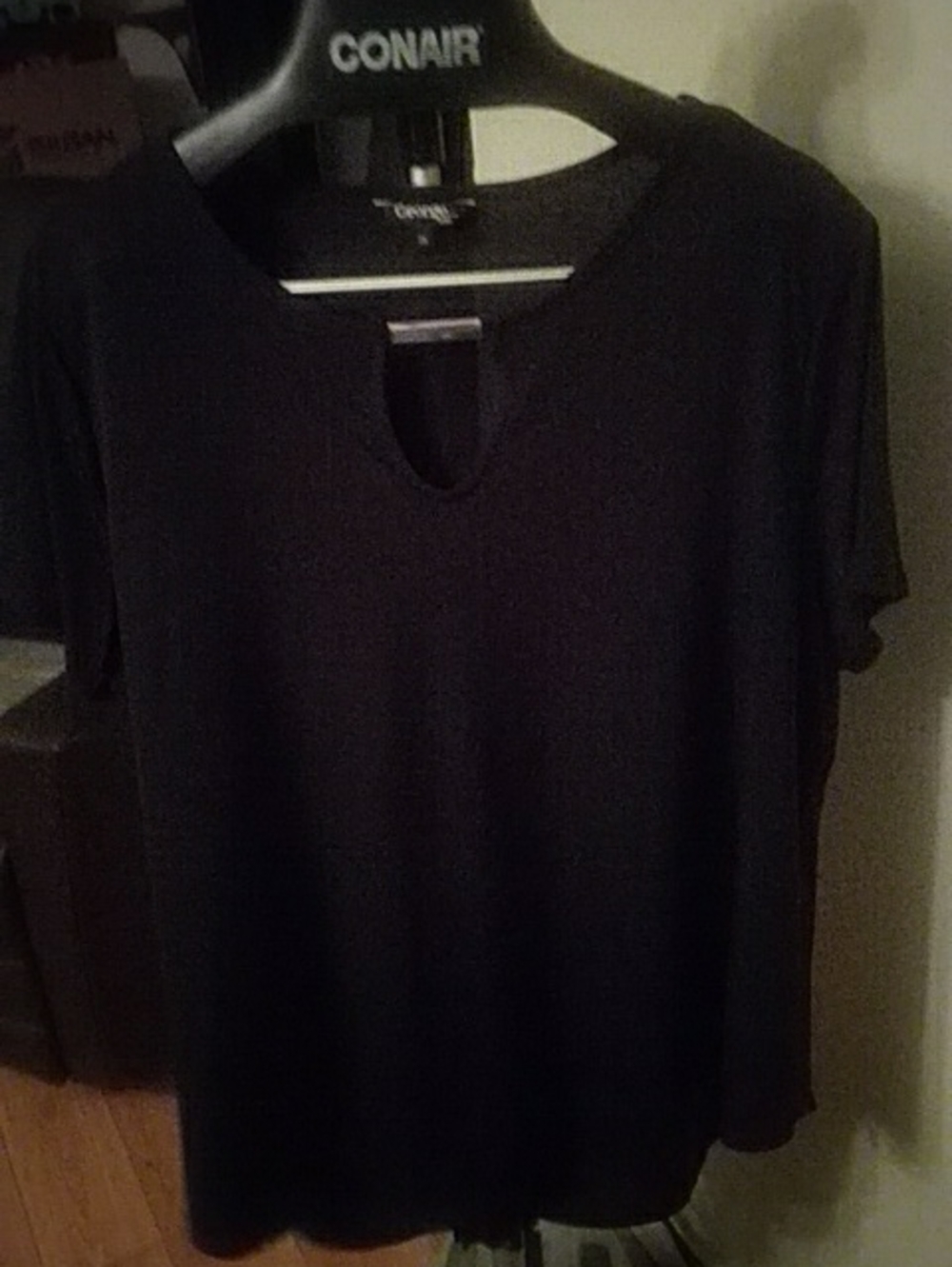 George Black Short Sleeve Keyhole Tee 2X